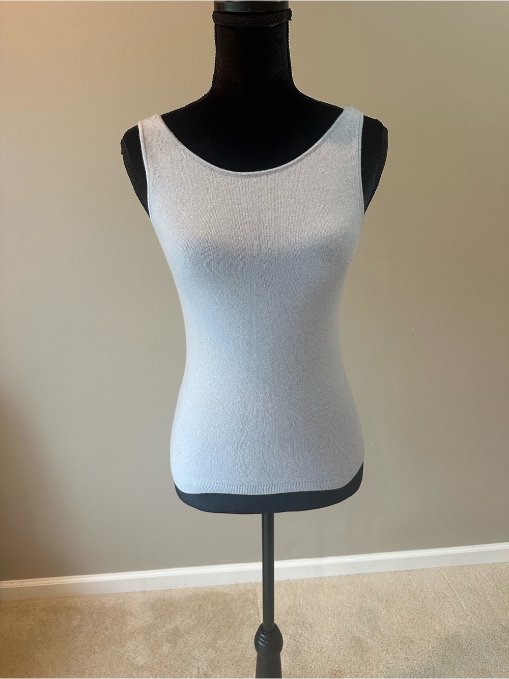 Classic Scoop Neck Wool Tank Top - Light Blue Size S